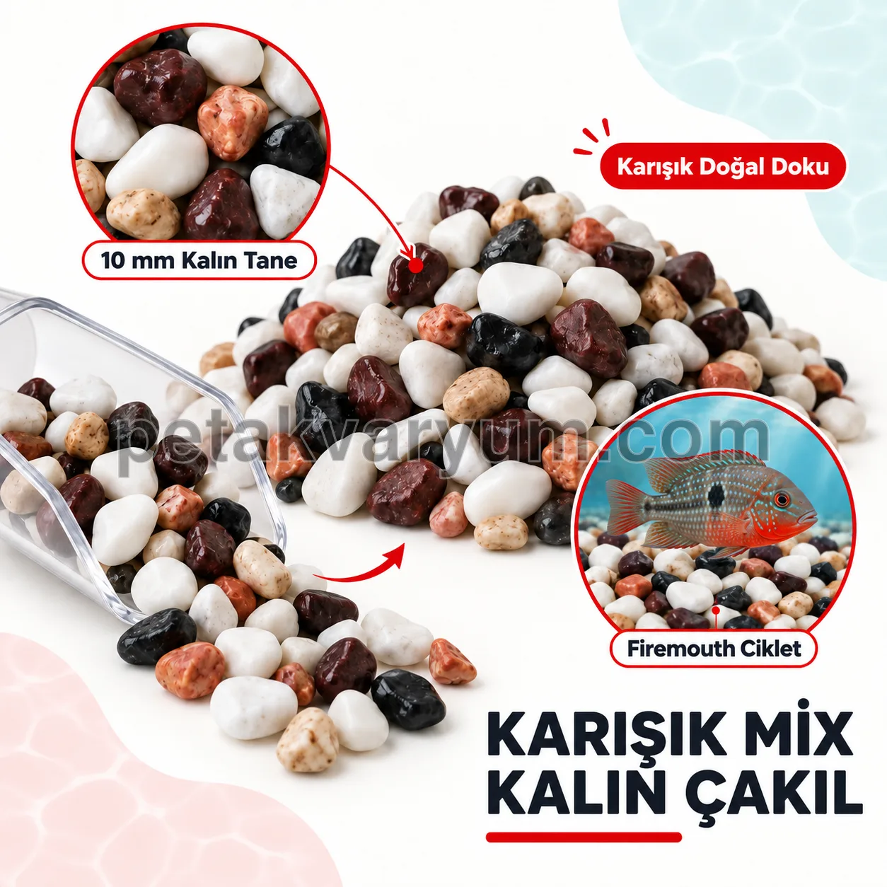 Karışık Kalın Mix Akvaryum Zemin Kumu