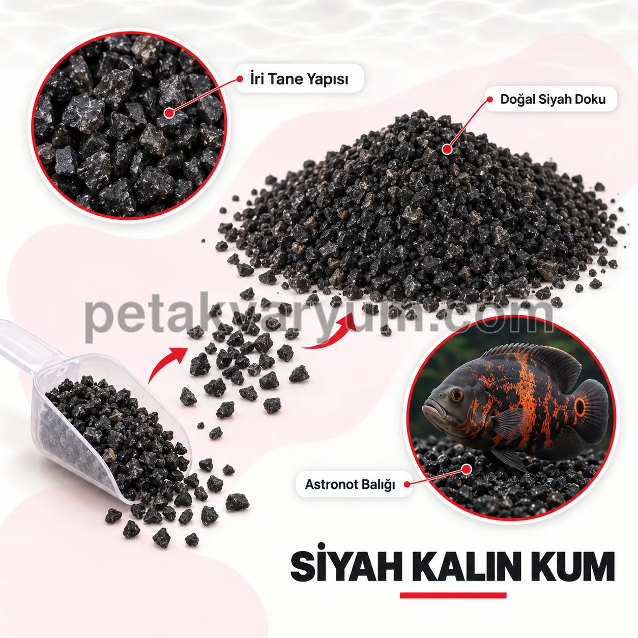 Siyah Kalın Akvaryum Zemin Kumu
