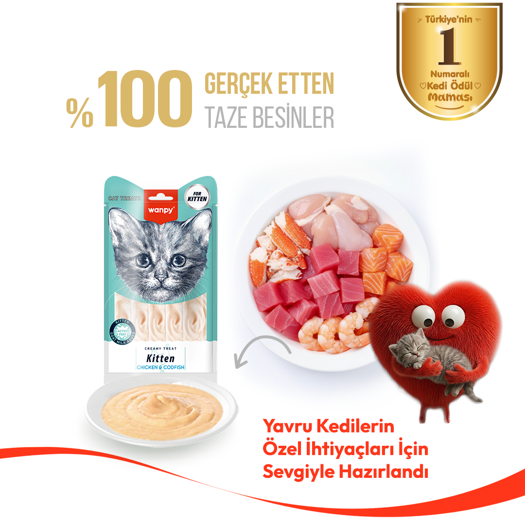 Wanpy Tavuklu & Morinalı Yavru Kedi Krema Ödülü 5'li