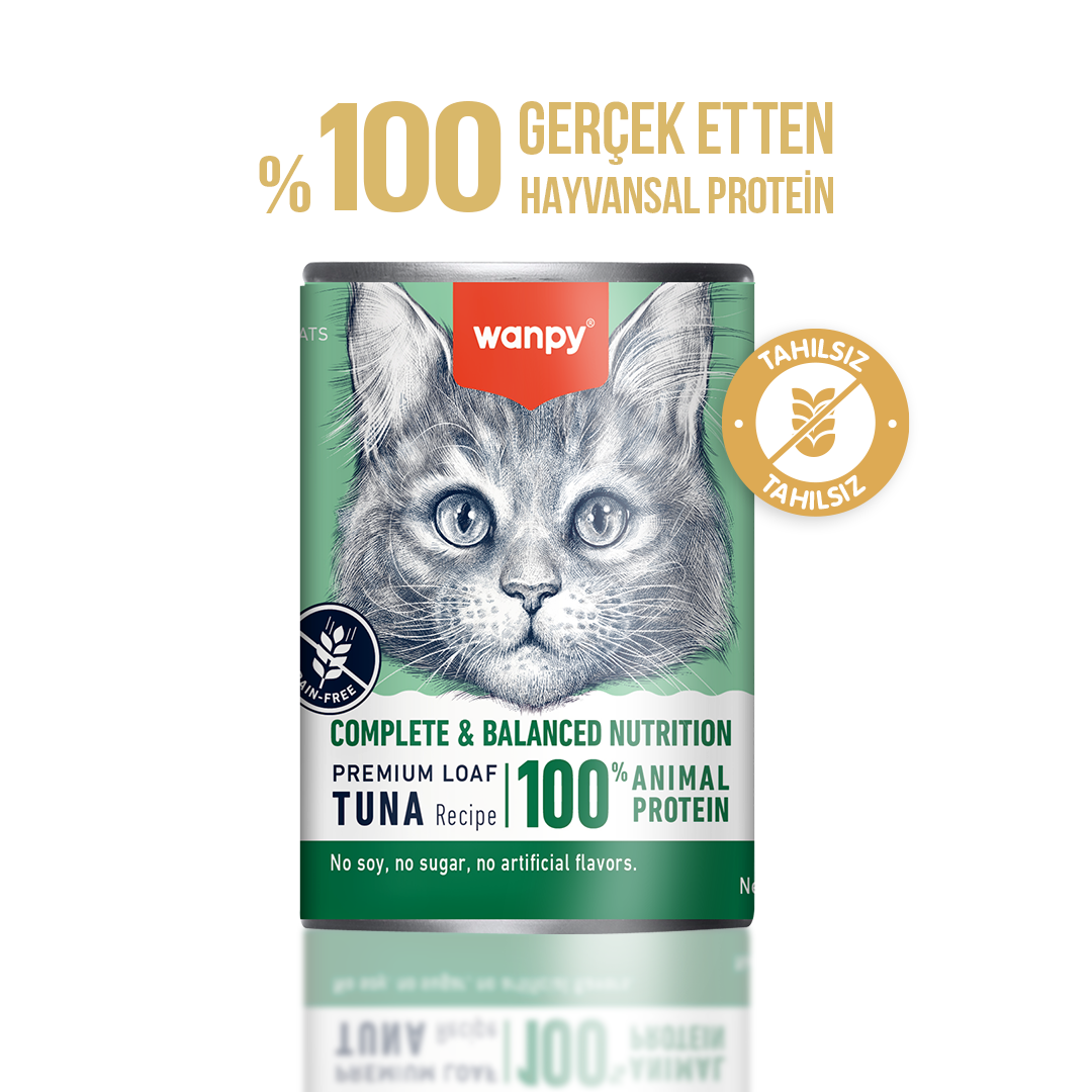 Wanpy Tahılsız Kedi %100 Gerçek Et gr Ton Balıklı Konserve 375 gr