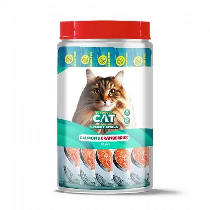 EuroGold Cat Somonlu ve Kızılcıklı Kedi Sıvı Ödül Maması (15 g)