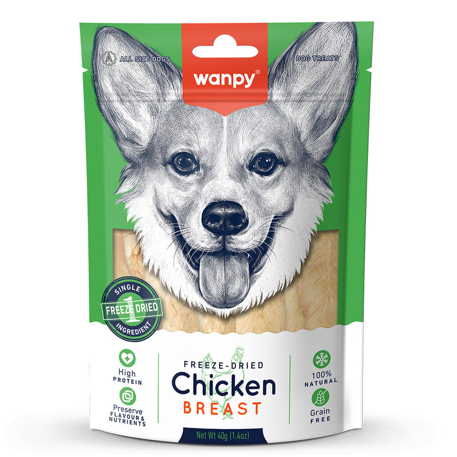 Wanpy Freeze-Dried Kurutulmuş %100 Tavuk Gögüs Köpek Ödülü 40g
