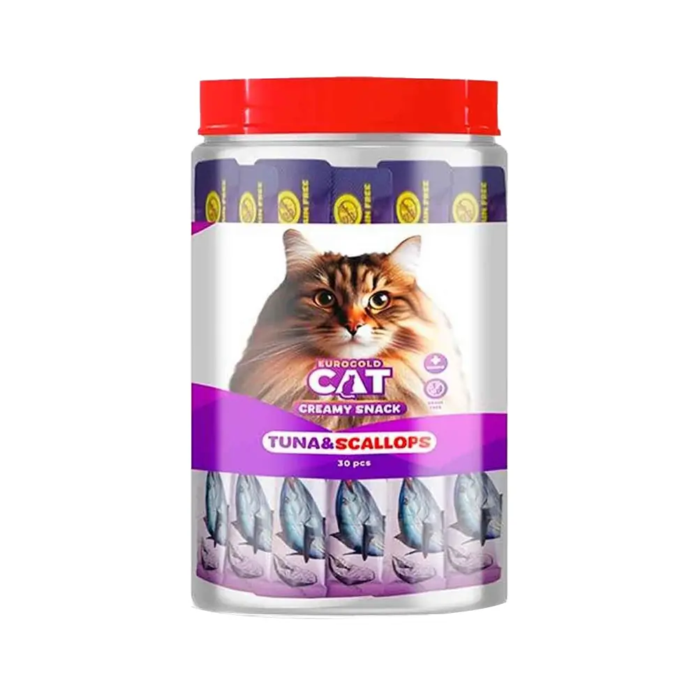 EuroGold Cat Ton Balıklı ve Deniz Taraklı Sıvı Kedi Ödül Maması (15 g)