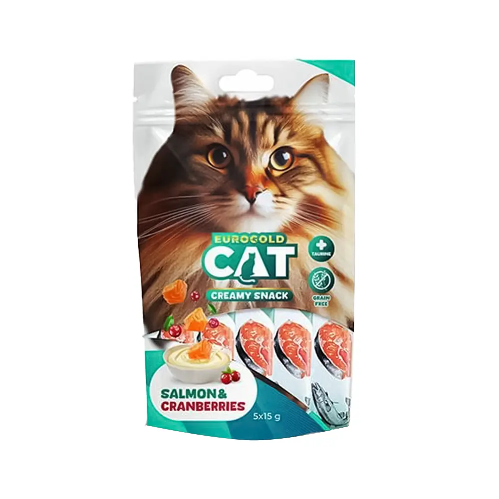 EuroGold Cat Somonlu ve Kızılcıklı Sıvı Kedi Ödül Maması (5 x 15 g)