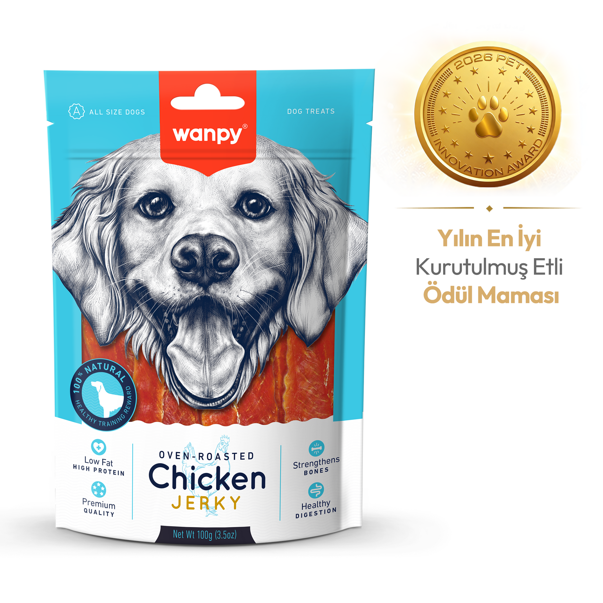 Wanpy Fırınlanmış Gerçek Tavuk Fileto Köpek Ödülü 100 gr