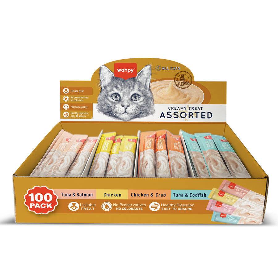 Wanpy Karışık 4 Lezzet 100'lü Krema Kedi Ödülü 100x14 gr