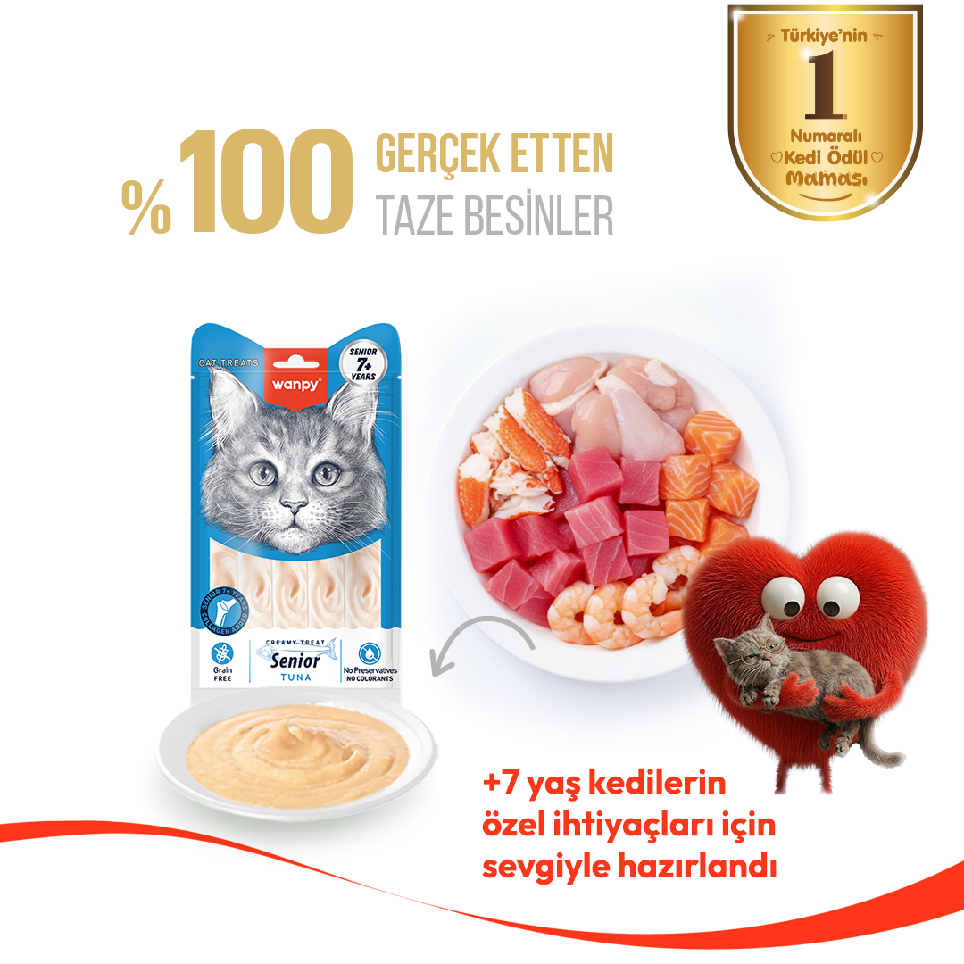Wanpy Ton Balıklı7+ Yaş Kedi Krema Ödülü 5'li