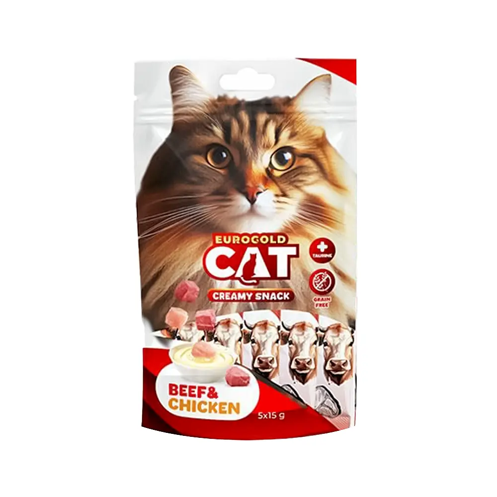EuroGold Cat Dana ve Tavuk Etli Sıvı Kedi Ödül Maması (5 x 15 g)
